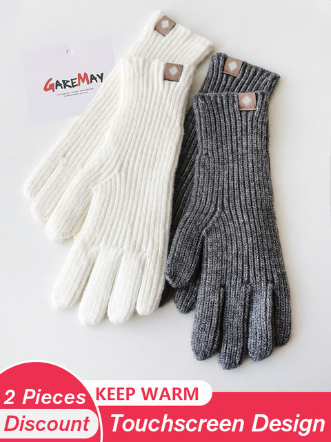 Women's Autumn Winter Gloves Green Elegant Warm Touchscreen Casual Long White Vintage Gloves Knitted Outdoor