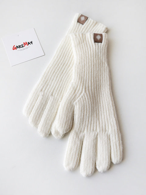 Women's Autumn Winter Gloves Green Elegant Warm Touchscreen Casual Long White Vintage Gloves Knitted Outdoor