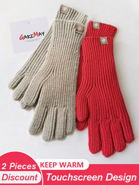 Women's Autumn Winter Gloves Green Elegant Warm Touchscreen Casual Long White Vintage Gloves Knitted Outdoor