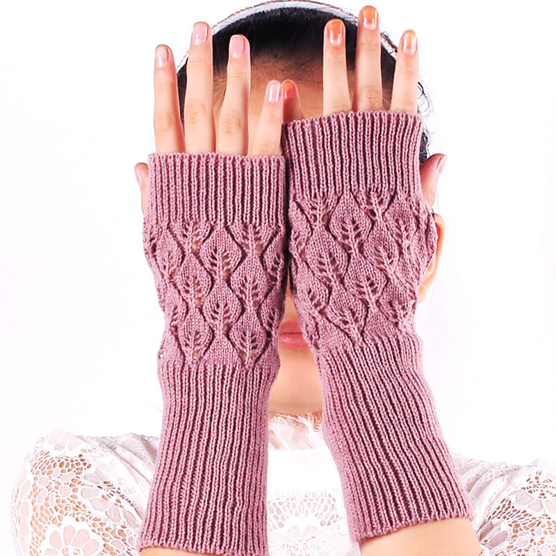 Women Winter Fingerless Gloves Warm Soft Wool Knitted Mittens Elegant Wrist Arm Hand Half Finger Elastic Short Gloves Guantes