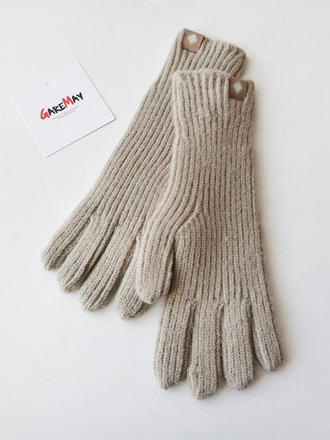 Women's Autumn Winter Gloves Green Elegant Warm Touchscreen Casual Long White Vintage Gloves Knitted Outdoor