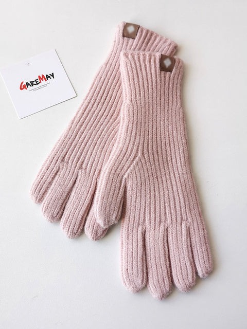 Women's Autumn Winter Gloves Green Elegant Warm Touchscreen Casual Long White Vintage Gloves Knitted Outdoor