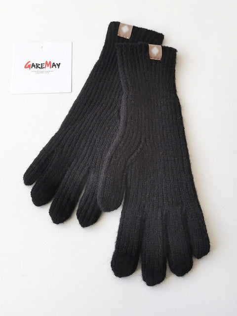 Women's Autumn Winter Gloves Green Elegant Warm Touchscreen Casual Long White Vintage Gloves Knitted Outdoor