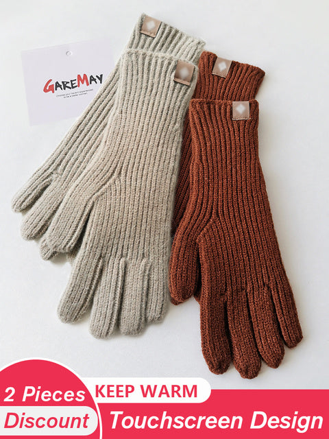 Women's Autumn Winter Gloves Green Elegant Warm Touchscreen Casual Long White Vintage Gloves Knitted Outdoor