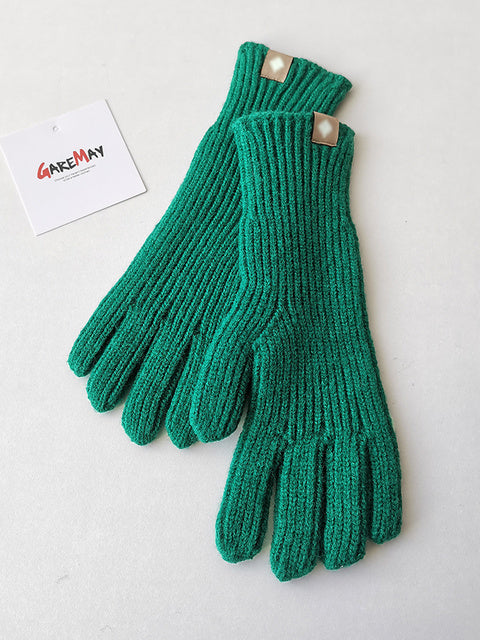 Women's Autumn Winter Gloves Green Elegant Warm Touchscreen Casual Long White Vintage Gloves Knitted Outdoor