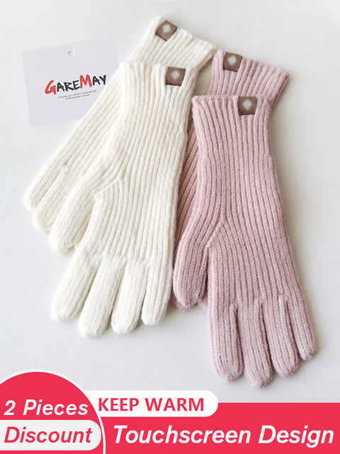 Women's Autumn Winter Gloves Green Elegant Warm Touchscreen Casual Long White Vintage Gloves Knitted Outdoor