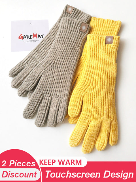 Women's Autumn Winter Gloves Green Elegant Warm Touchscreen Casual Long White Vintage Gloves Knitted Outdoor