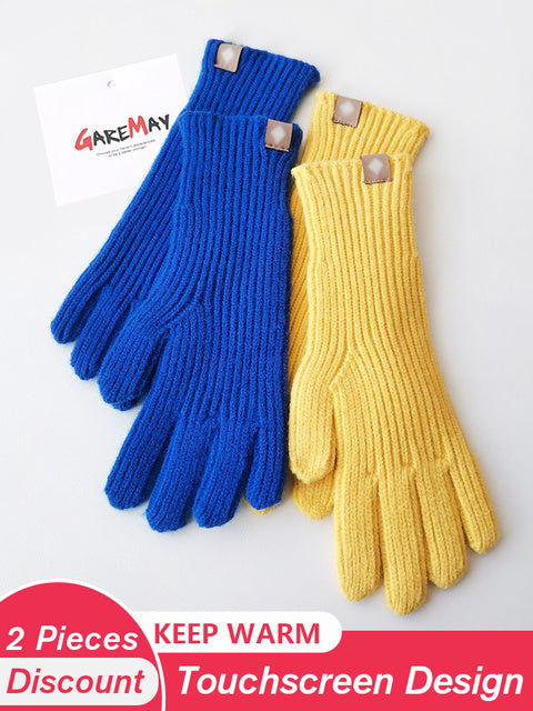 Women's Autumn Winter Gloves Green Elegant Warm Touchscreen Casual Long White Vintage Gloves Knitted Outdoor