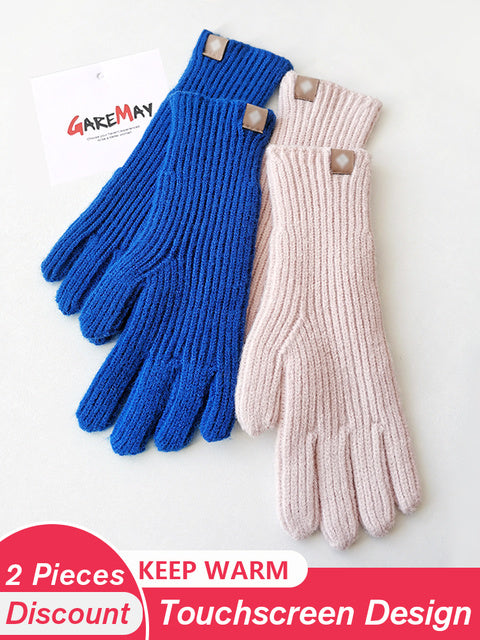 Women's Autumn Winter Gloves Green Elegant Warm Touchscreen Casual Long White Vintage Gloves Knitted Outdoor