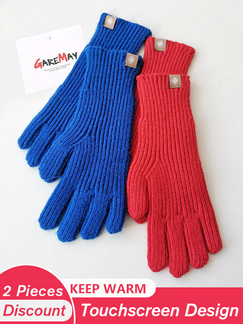 Women's Autumn Winter Gloves Green Elegant Warm Touchscreen Casual Long White Vintage Gloves Knitted Outdoor