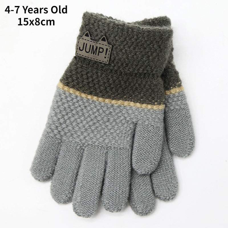 6-10 Years Old New Fashion Kids Thick Knitted Gloves Warm Winter Gloves Children Stretch Mittens Boy Girl Infant Accessories