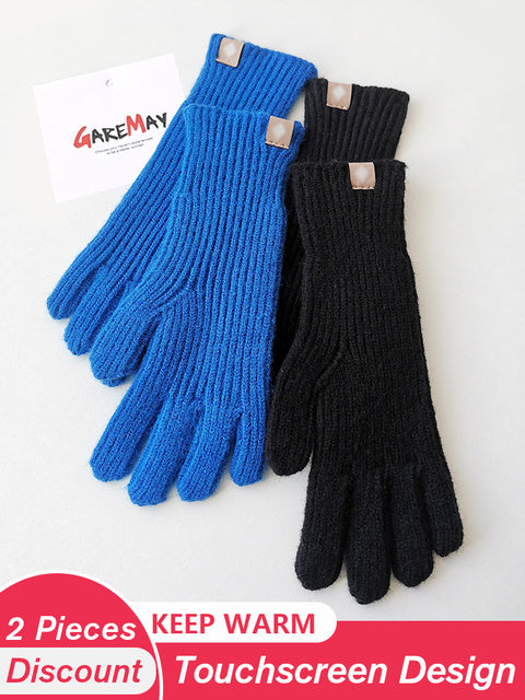 Women's Autumn Winter Gloves Green Elegant Warm Touchscreen Casual Long White Vintage Gloves Knitted Outdoor