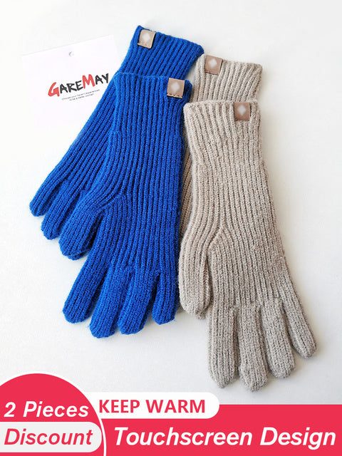 Women's Autumn Winter Gloves Green Elegant Warm Touchscreen Casual Long White Vintage Gloves Knitted Outdoor