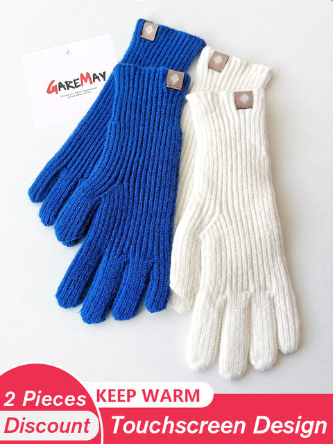 Women's Autumn Winter Gloves Green Elegant Warm Touchscreen Casual Long White Vintage Gloves Knitted Outdoor