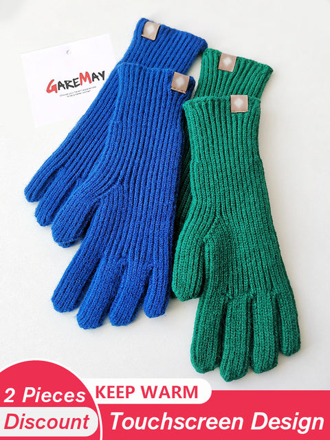 Women's Autumn Winter Gloves Green Elegant Warm Touchscreen Casual Long White Vintage Gloves Knitted Outdoor