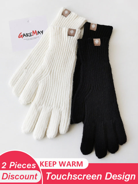 Women's Autumn Winter Gloves Green Elegant Warm Touchscreen Casual Long White Vintage Gloves Knitted Outdoor