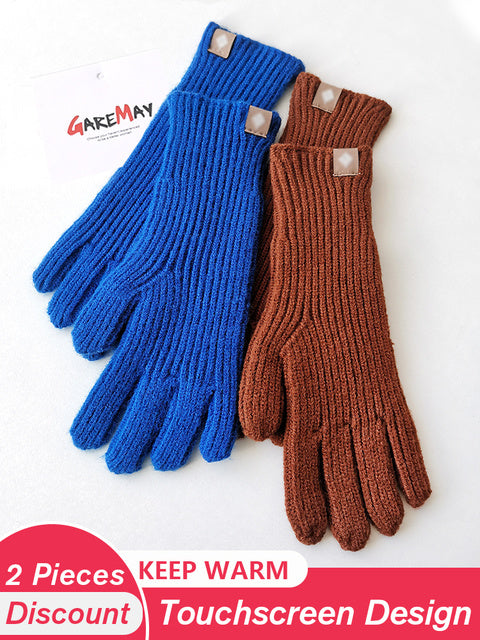 Women's Autumn Winter Gloves Green Elegant Warm Touchscreen Casual Long White Vintage Gloves Knitted Outdoor