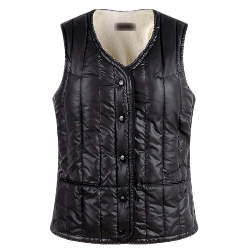 Autumn Winter Cotton Padded Waistcoat Women's Short Inner Wear Sherpa Warm Vest Tank Tops; Black