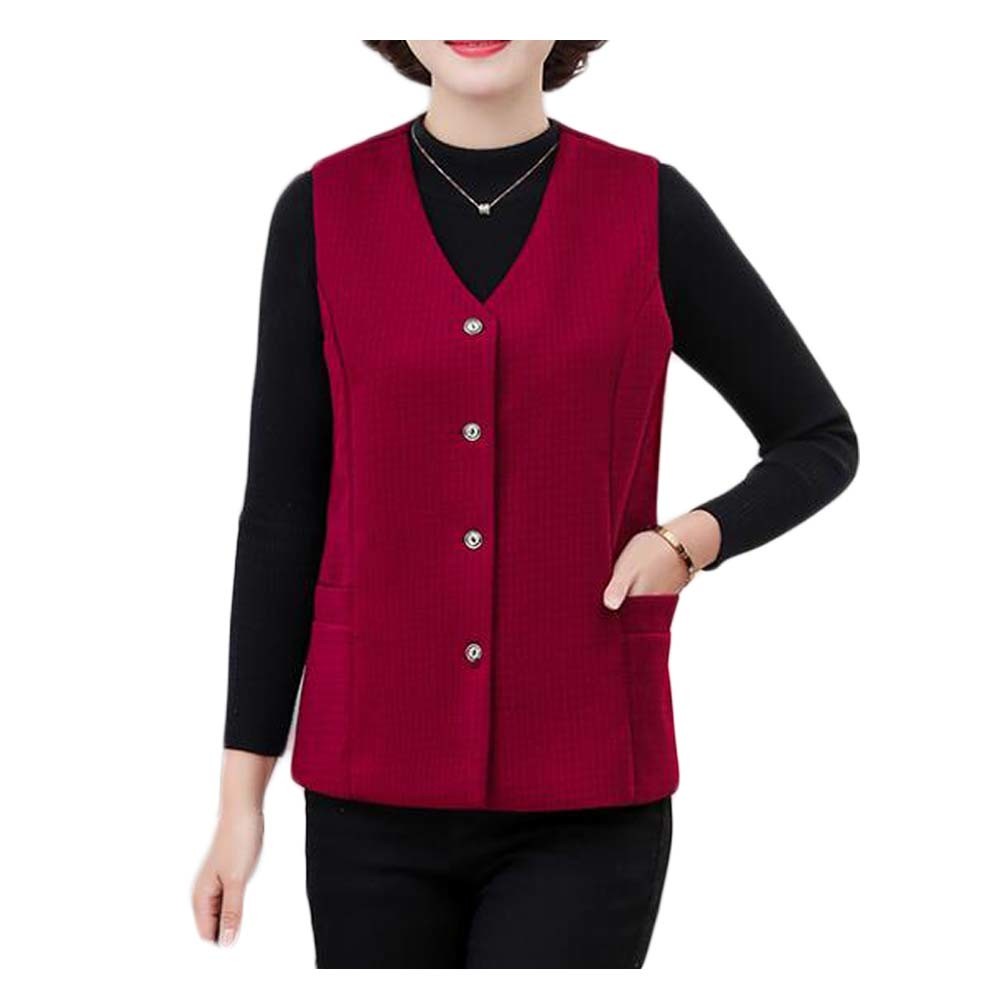 Womens Spring Autumn Thin Waistcoat Jacket Cloth Waistcoat Vest Tank Top Outerwear Innerwear; Wine Red