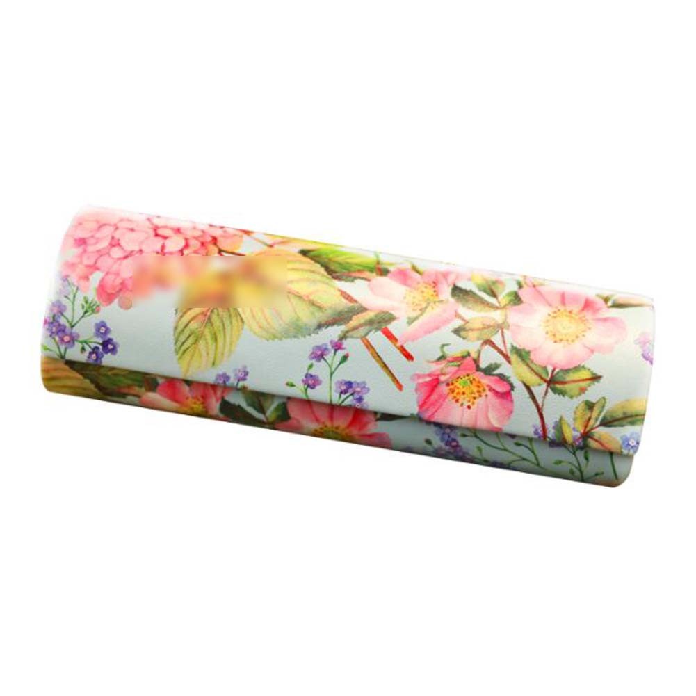 Green Flower Glasses Case Hard Shell Portable Retro Eyeglass Case Sunglasses Storage Case