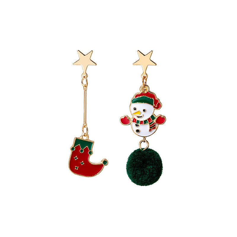 Christmas Earrings Europe and America New Christmas Series Tassel Metal Boots Old Man Pendant Silver Needle Earrings Female