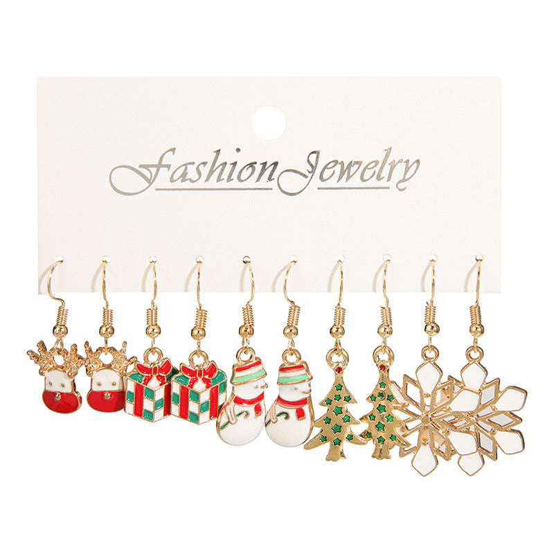 European and American fashion new Christmas earrings 5 pairs of sets Amazon popular Christmas day earrings earrings women