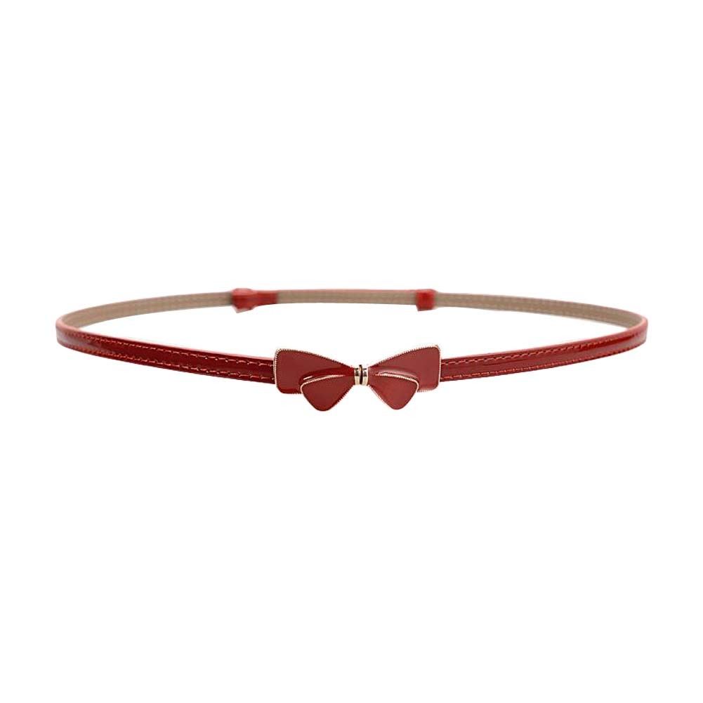 Red Bowknot Waist Belts Skinny Belts Slender Belt Leather Belt Patent Leather