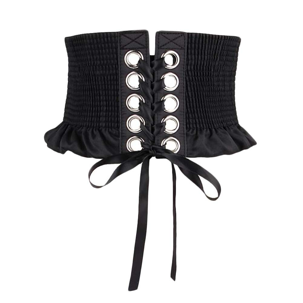 Lace-up Wide Waistband Obi Belts Waist Band Elastic Belts Satin Style Waist Belt