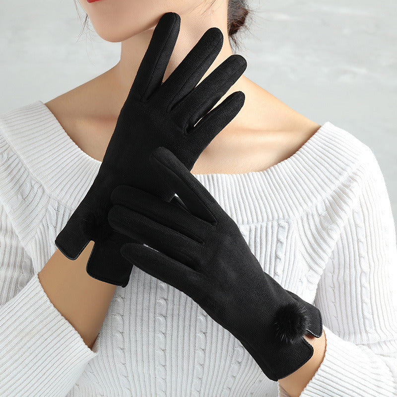 Lady Glove Mittens Women Winter Vintage Touch Screen Driving Keep Warm Windproof Gloves