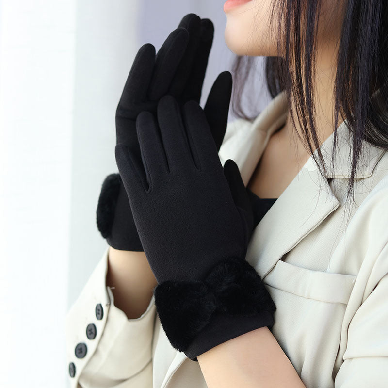 Lady Glove Mittens Women Winter Vintage Touch Screen Driving Keep Warm Windproof Gloves