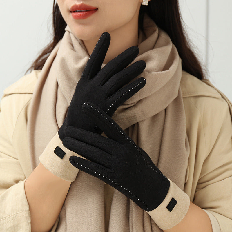 Lady Glove Mittens Women Winter Vintage Touch Screen Driving Keep Warm Windproof Gloves