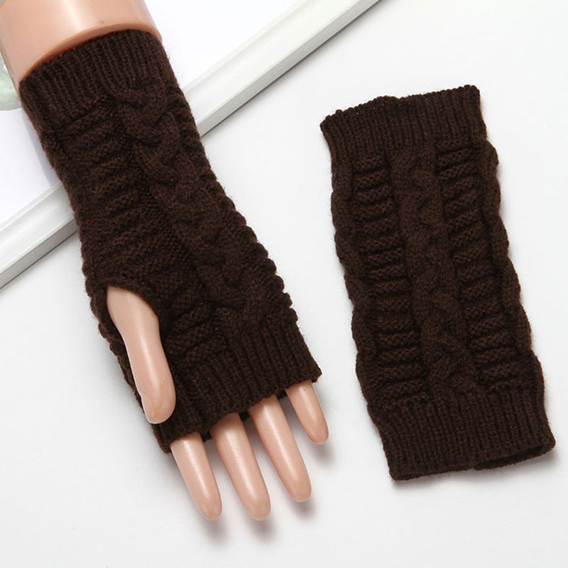 Women Winter Fingerless Gloves Warm Soft Wool Knitted Mittens Elegant Wrist Arm Hand Half Finger Elastic Short Gloves Guantes