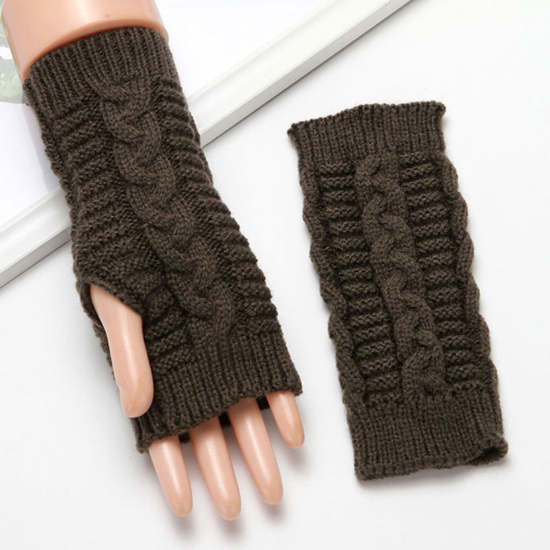 Women Winter Fingerless Gloves Warm Soft Wool Knitted Mittens Elegant Wrist Arm Hand Half Finger Elastic Short Gloves Guantes