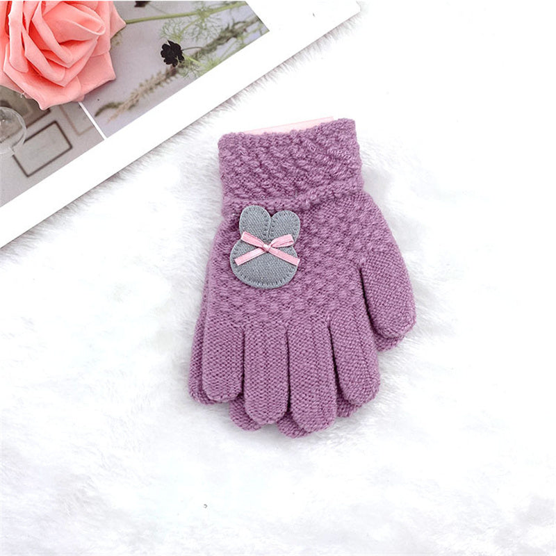 Kids Gloves Winter Full Finger Gloves Knitted Soft Children Mittens 5-10Y Boys Girls Gloves Thick Keep Warm Autumn Glove