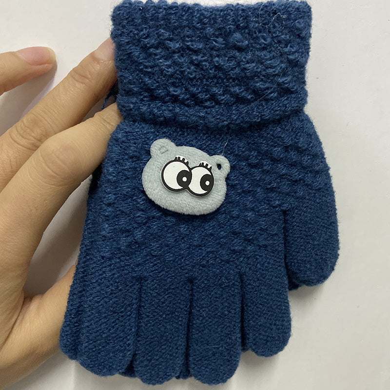 Kids Gloves Winter Full Finger Gloves Knitted Soft Children Mittens 5-10Y Boys Girls Gloves Thick Keep Warm Autumn Glove