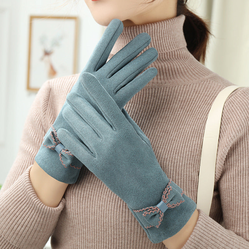 Lady Glove Mittens Women Winter Vintage Touch Screen Driving Keep Warm Windproof Gloves