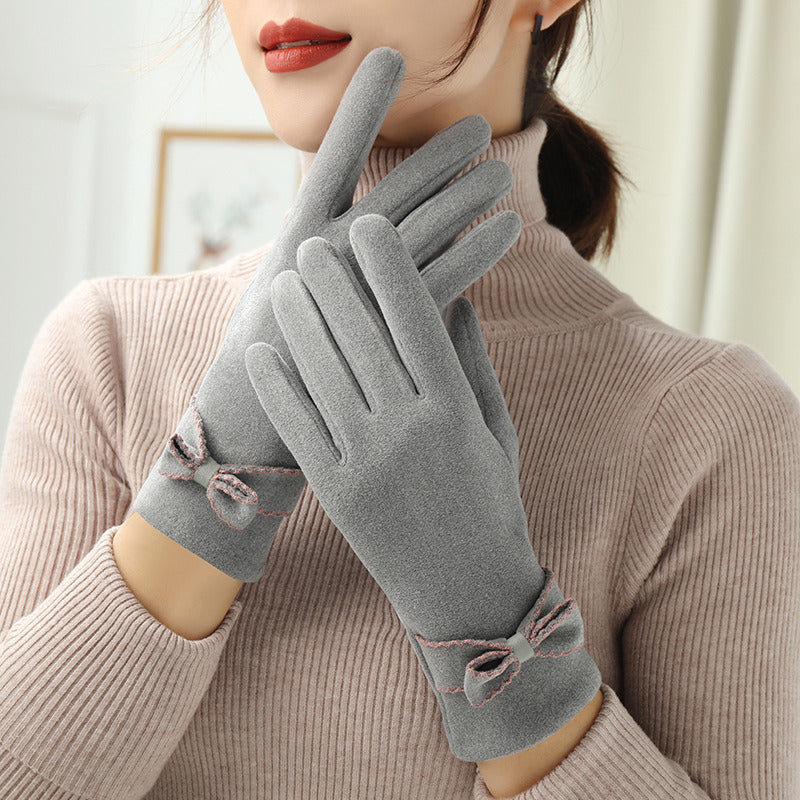 Lady Glove Mittens Women Winter Vintage Touch Screen Driving Keep Warm Windproof Gloves