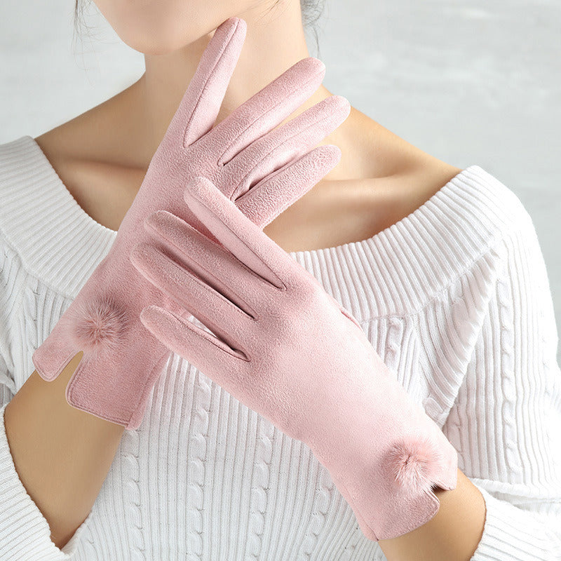 Lady Glove Mittens Women Winter Vintage Touch Screen Driving Keep Warm Windproof Gloves