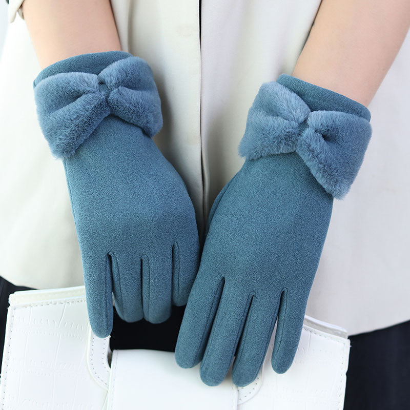 Lady Glove Mittens Women Winter Vintage Touch Screen Driving Keep Warm Windproof Gloves