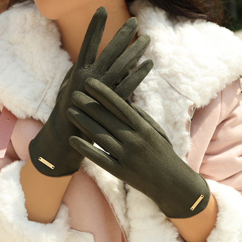 Lady Glove Mittens Women Winter Vintage Touch Screen Driving Keep Warm Windproof Gloves