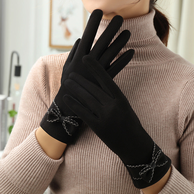 Lady Glove Mittens Women Winter Vintage Touch Screen Driving Keep Warm Windproof Gloves