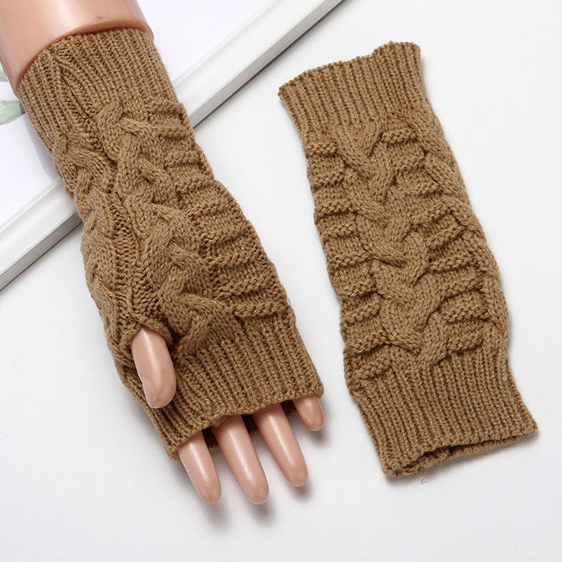 Women Winter Fingerless Gloves Warm Soft Wool Knitted Mittens Elegant Wrist Arm Hand Half Finger Elastic Short Gloves Guantes