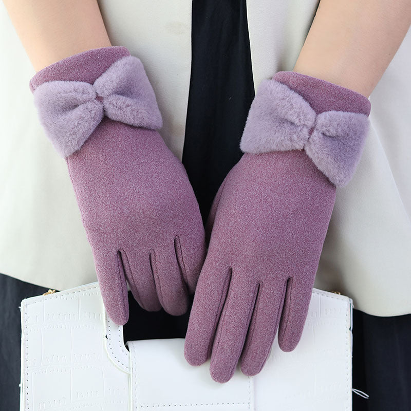 Lady Glove Mittens Women Winter Vintage Touch Screen Driving Keep Warm Windproof Gloves