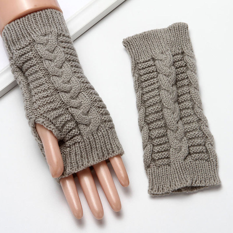 Women Winter Fingerless Gloves Warm Soft Wool Knitted Mittens Elegant Wrist Arm Hand Half Finger Elastic Short Gloves Guantes