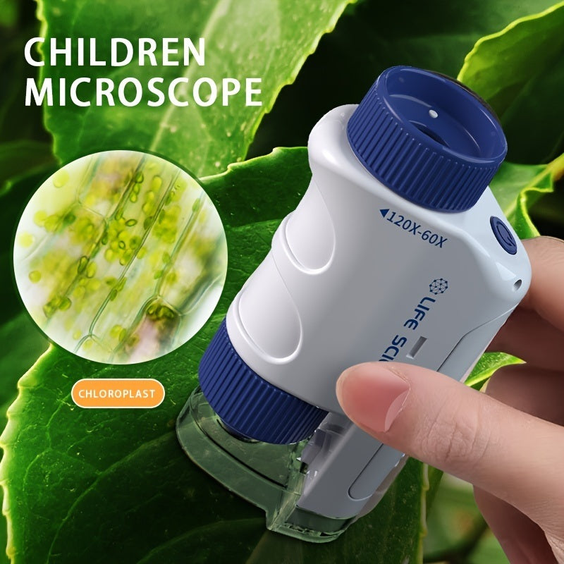 Handheld Microscope Set With LED Light 60X-120X Home School Kids Biological Science Educational Toys STEM Gifts