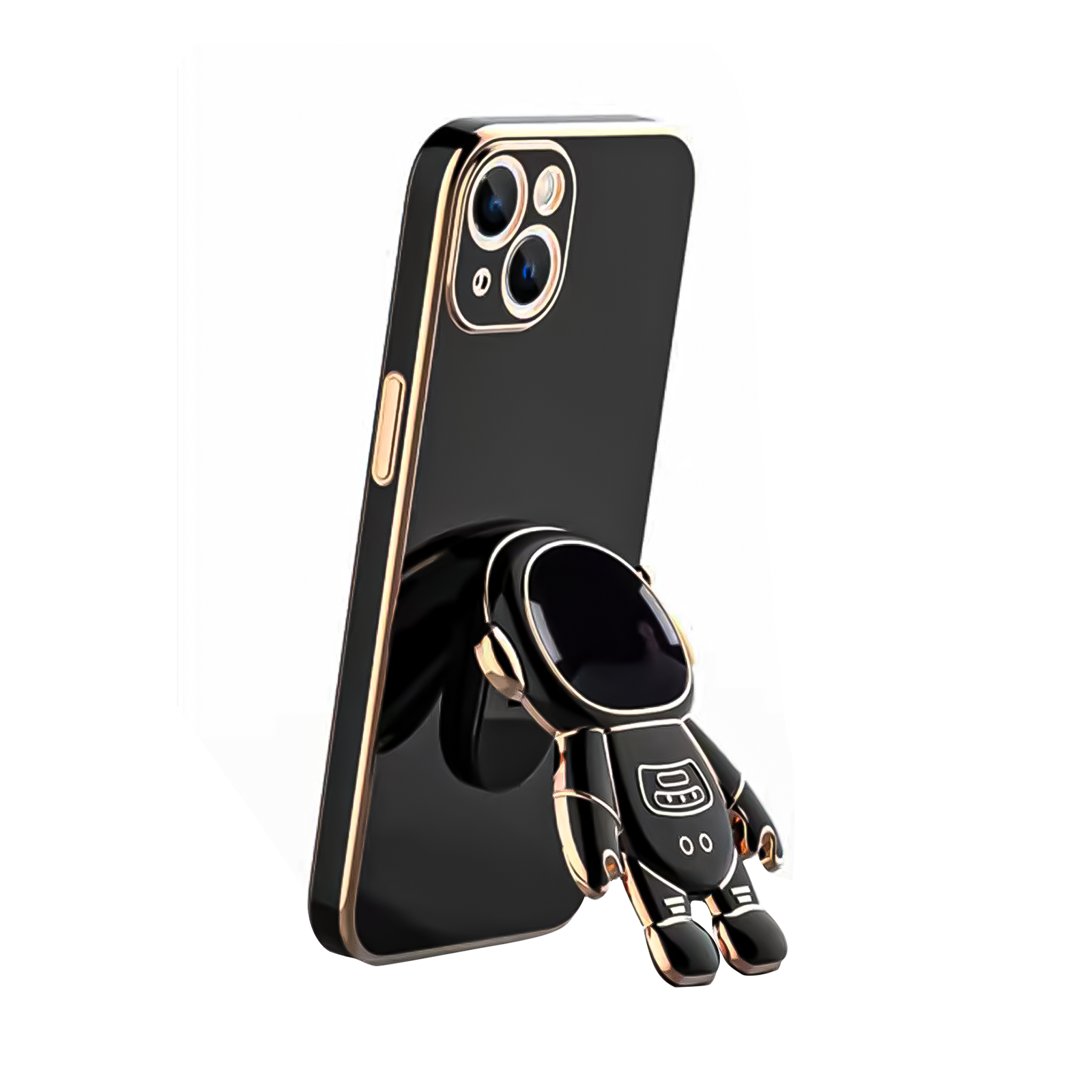 6D Plating Case Cover With Stand Astronaut Case; Black ; Phone Case For ; iPhone14/14Plus/14Pro/14ProMax