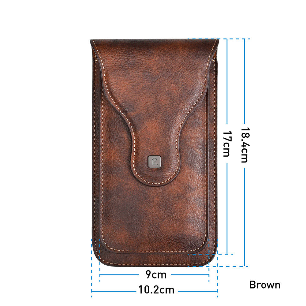 6.5 Inch Pu Leather Phone Belt Bag Dual Layer Phone Bag Purse With Credit Card Slots And Mirror; Suit For Most Smartphone
