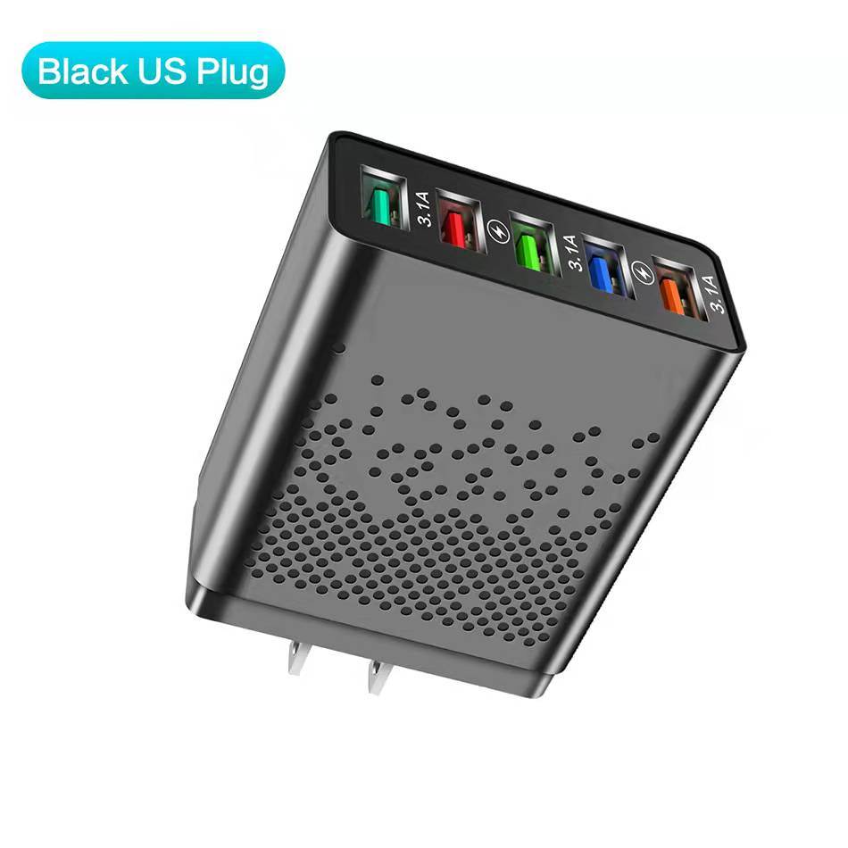 68W 5 Ports USB Charger Adapter Mobile Phone Fast Charging For Smart Phone For IPhone 13 12 Samsung Xiaomi Tablet Usb Chargeur QC 3.0