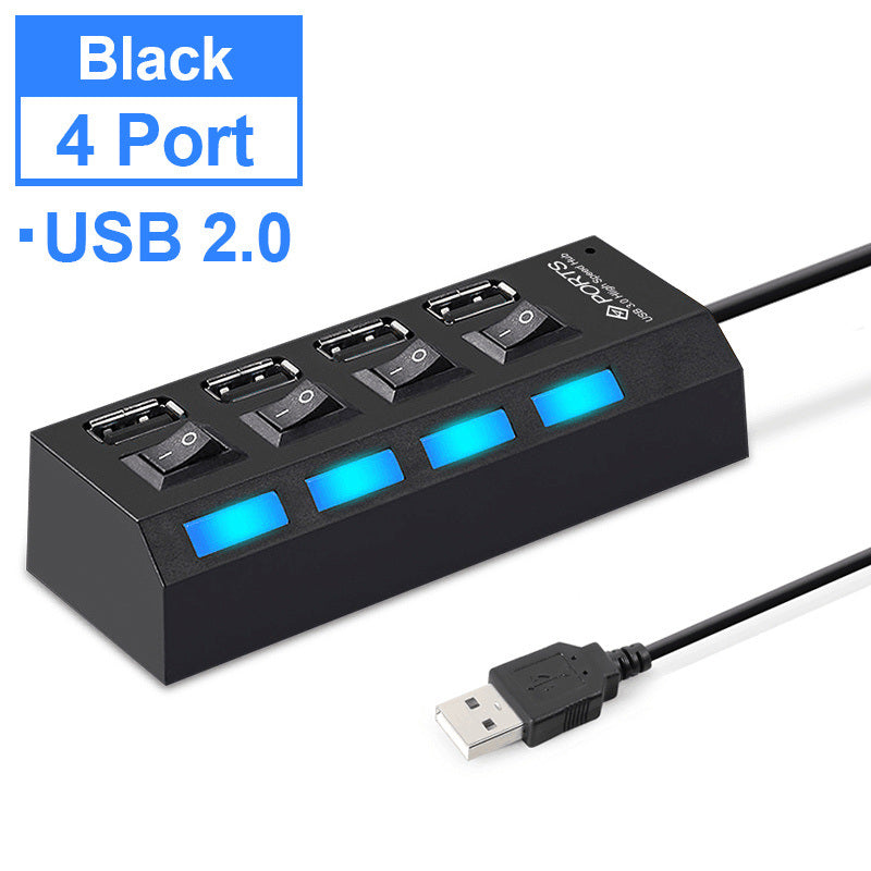 USB HUB 2.0 HUB Multi USB Splitter 4 7 Ports Expander Multiple USB 2 Hab No Power Adapter USB Hub With Independent Switch For PC