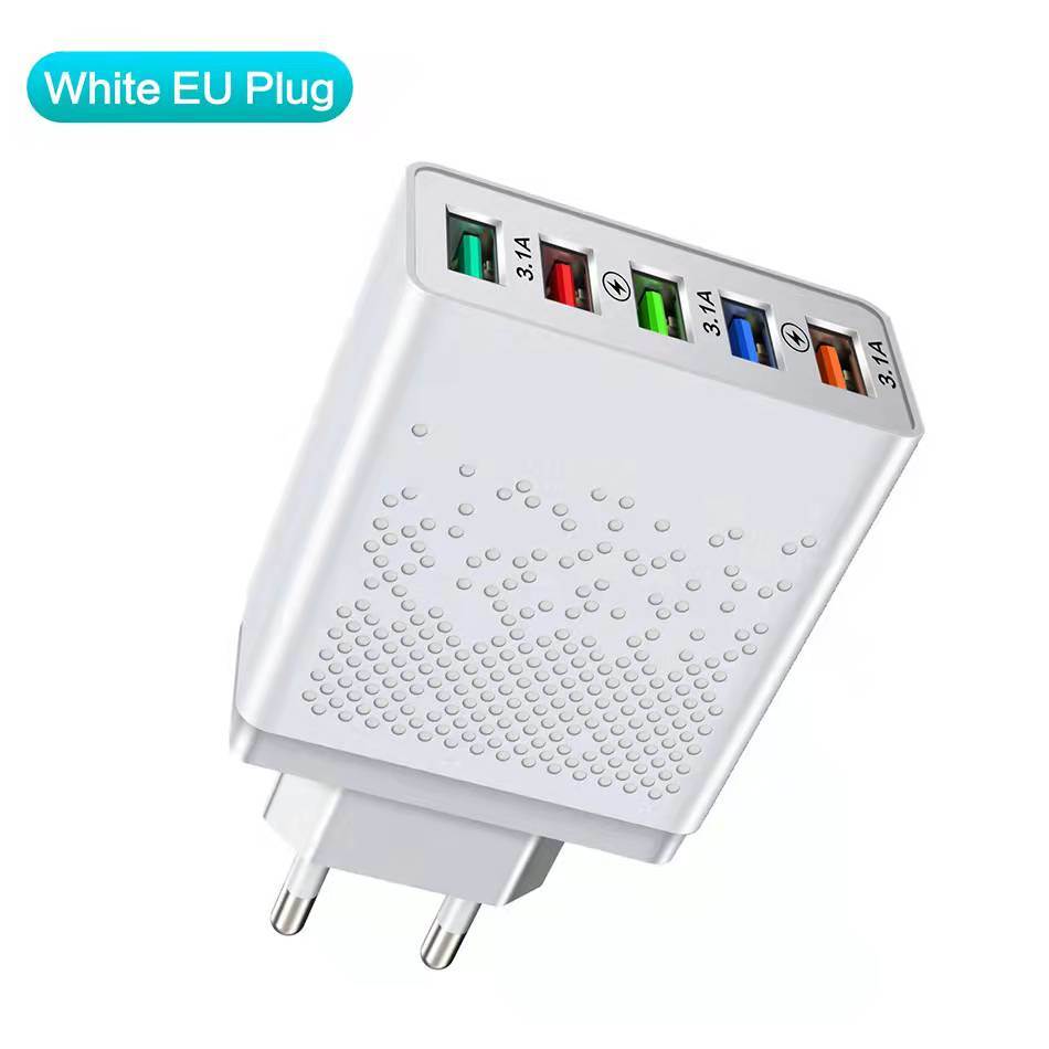 68W 5 Ports USB Charger Adapter Mobile Phone Fast Charging For Smart Phone For IPhone 13 12 Samsung Xiaomi Tablet Usb Chargeur QC 3.0